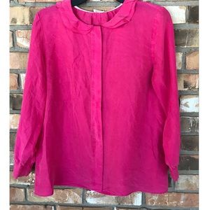 CLOSED Women’s Long Sleeve Pink Silk Top Medium